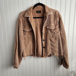 VICI Tan 100% Cotton Corduroy Distressed Contemporary Cropped Jacket XS